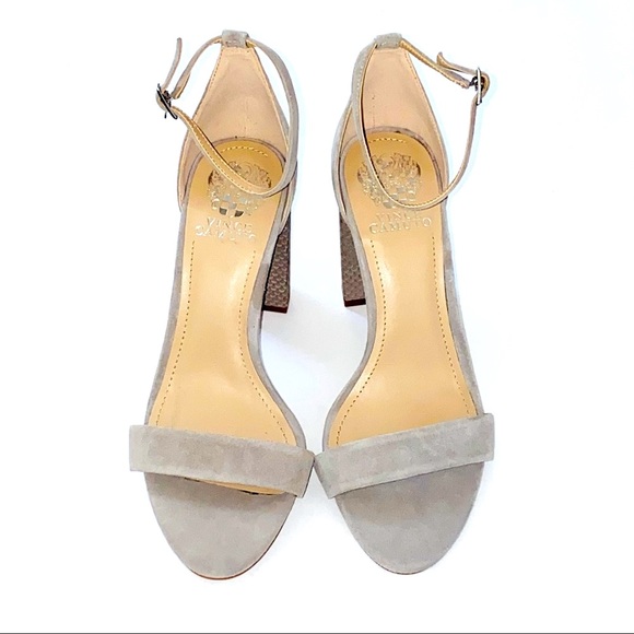 Vince Camuto Malissa grey suede ankle strap heels - Picture 1 of 3